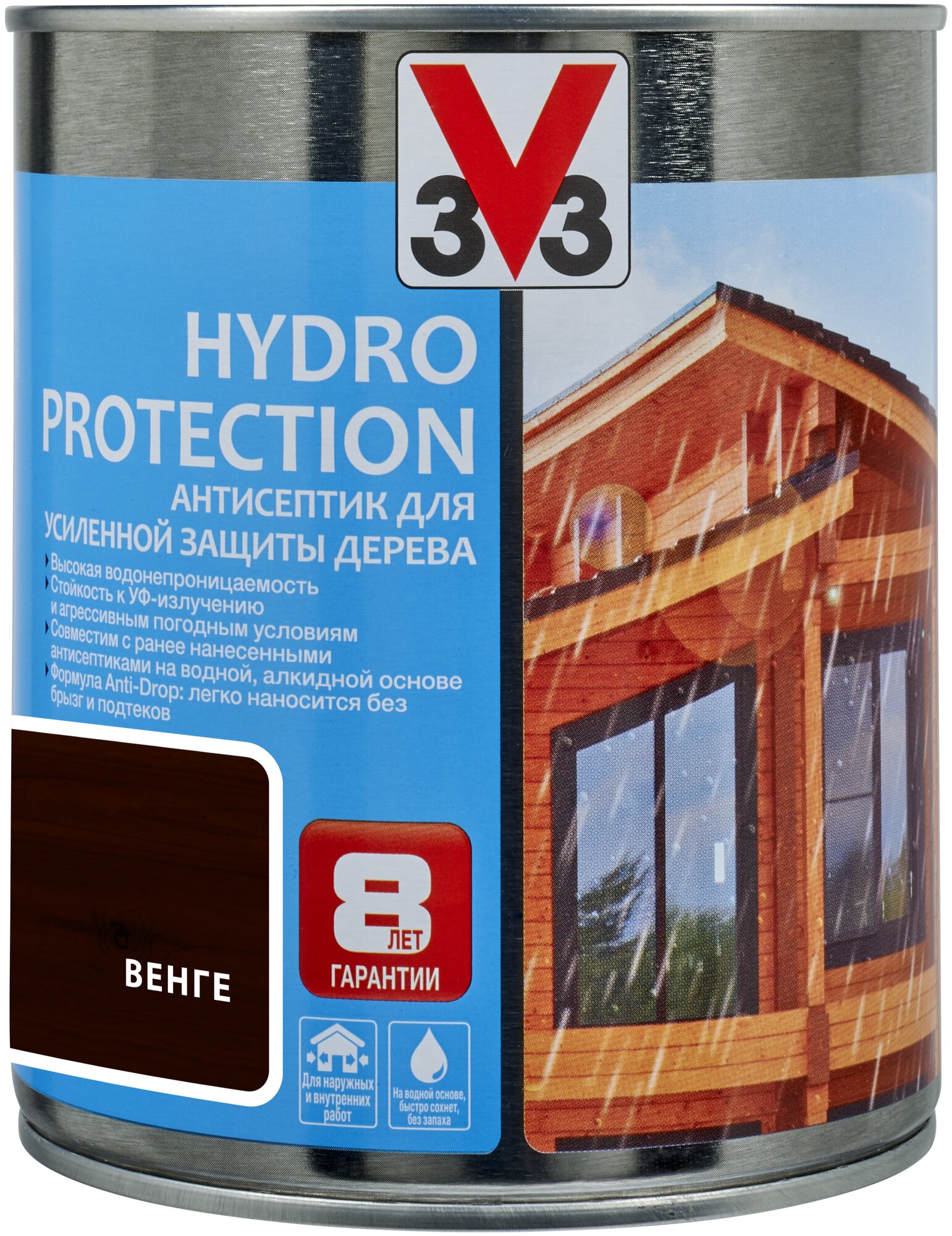 Акриловый антисептик для дерева HYDRO PROTECTION полуглянец Венге 0,9л. - фотография № 1