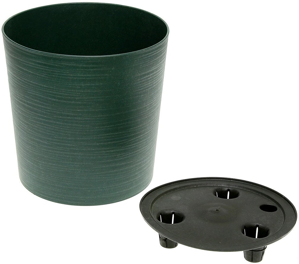 фото Кашпо Цилиндр Эко, D 20см, 5.2л, малахит со вставкой