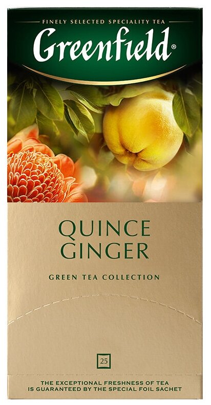 Greenfield чай зеленый пакетированный Quince Ginger 2г*25п - фотография № 1
