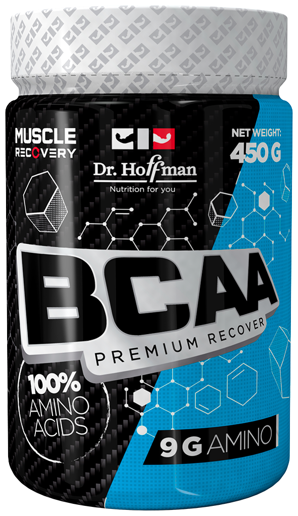 Dr.Hoffman BCAA 8000mg 450g (Бабл-Гам), ВСАА 8000 мг, Премиум Комплекс Аминокислот для тренировок, БЦАА порошок, 450 грамм