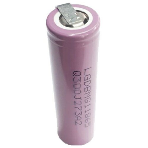 фото Аккумулятор lg 18650 высокотоковый icr18650 mg1 10a 2900mah с пластинами lggbmg11865t, 1шт.