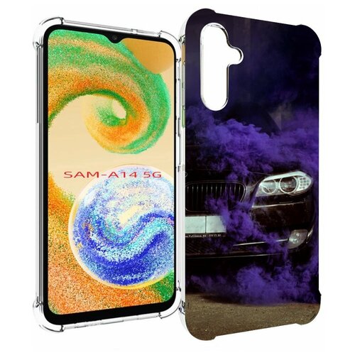 Чехол MyPads бмв-с-фиолетовым-дымом мужской для Samsung Galaxy A14 4G/ 5G задняя-панель-накладка-бампер