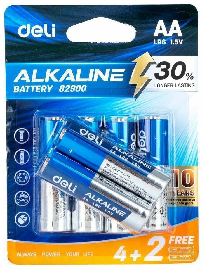 Батарейка Deli AA LR6 4+2pcs (E82900)