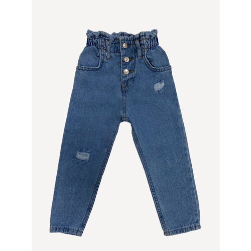 фото Джинсы-бананы для девочки, цвет голубой,98_2-3 нет бренда