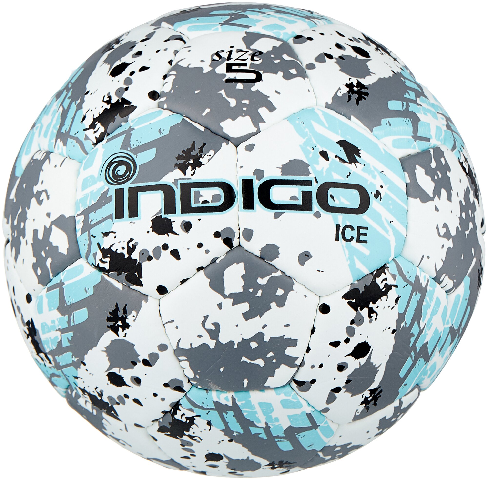 Мяч футбольный №5 IN027 INDIGO ICE тренировочный (PU) Бело-голубо-серый