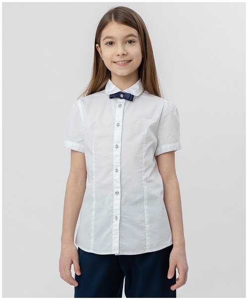 Рубашка с принтом в клетку белая Button Blue, для мальчиков, размер 170, мод. 223BBBS23060200