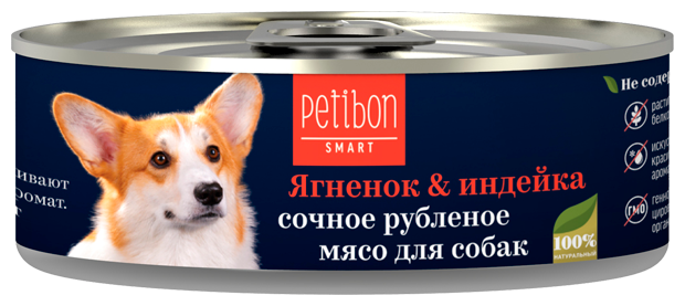 Petibon Smart Рубленое мясо для собак с ягненком и индейкой 100г