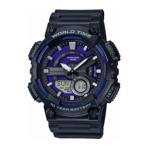 Наручные часы CASIO AEQ-110W-2A2, черный, синий наручные часы casio collection aeq 110w 2a2vef черный