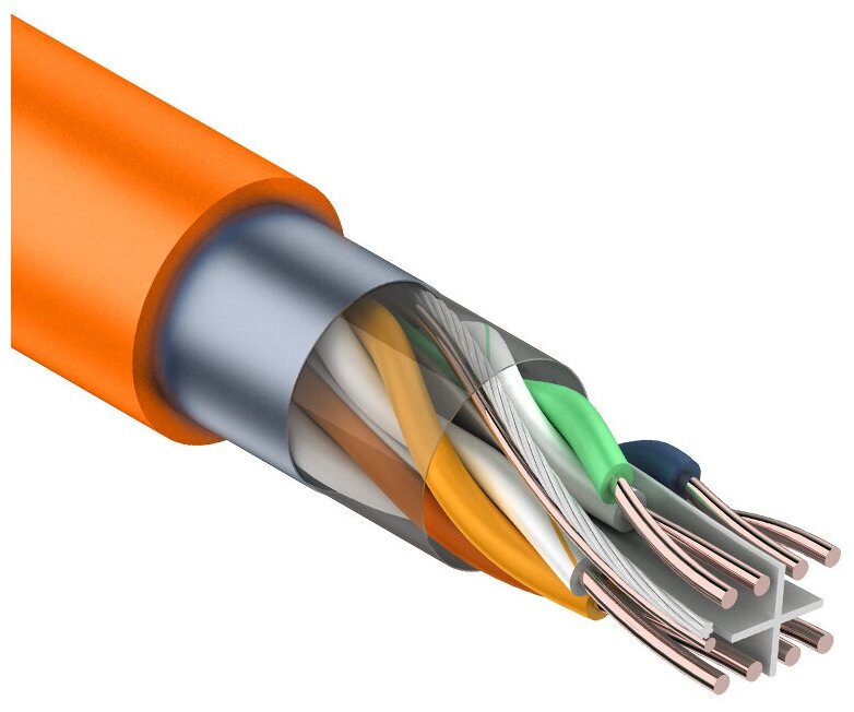 Rexant Кабель витая пара, F/UTP, категория 6, 4 x 2 x 0,57 мм, LSZH нг(А)-HF, внутренний, оранжевый, 305м