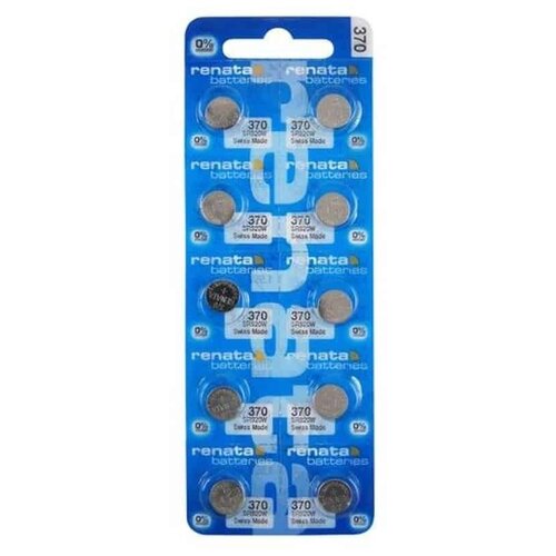 Батарейка Renata 370, в упаковке: 10 шт. 40pcs lot wama sr920 sr920sw 371 370 sr69 silver oxide 1 55v mercury free no hg high quality watch button cell batteries