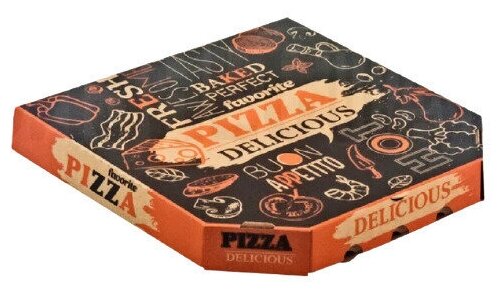 Коробка для пиццы 30*30*35 см бурая с рисунком 