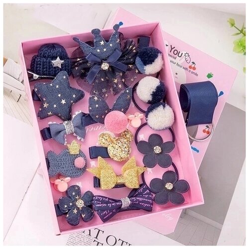 Подарочный набор детских заколок с мультяшным бантом 18 шт