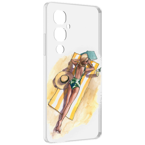 Чехол MyPads девушка на пляже женский для Tecno Pova 4 Pro задняя-панель-накладка-бампер