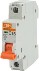 Выключатель автоматический TDM ELECTRIC 1-полюсный (1P) 16А хар. C тип AC 6кА SQ0206-0074 (1 модуль)