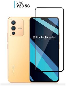 Фото Защитное стекло для Vivo V23 5G (Виво В23 ) премиальное олеофобное покрытие, и силиконовой клеевой основой (легко наклеить), ROSCO прозрачное с рамкой