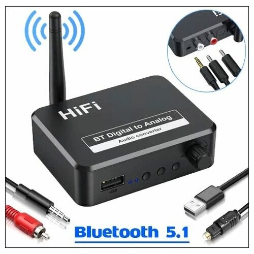 Digital to Analog HiFi 3,5 jack, Toslink + Bluetooth Ресивер BLS-B35 USB Flash, Bluetooth 5.1 onstage bc2000 стерео конвертер bluetooth v4 0