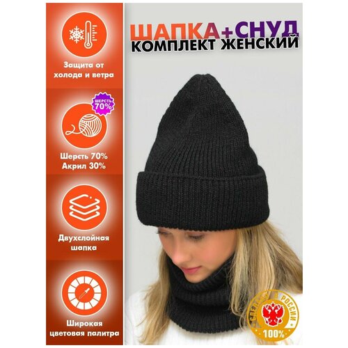 Комплект зимний женский шапка+снуд Monro (Цвет лососевый)