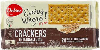 Крекеры Delser Crackers Integrali из непросеянной муки, 200 г