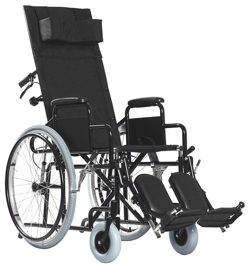 Кресло-коляска механическое с подголовником Ortonica Base 155 ширина сиденья 48 см передние литые, задние пневматические колеса Код 7-02-05, 7-02-06