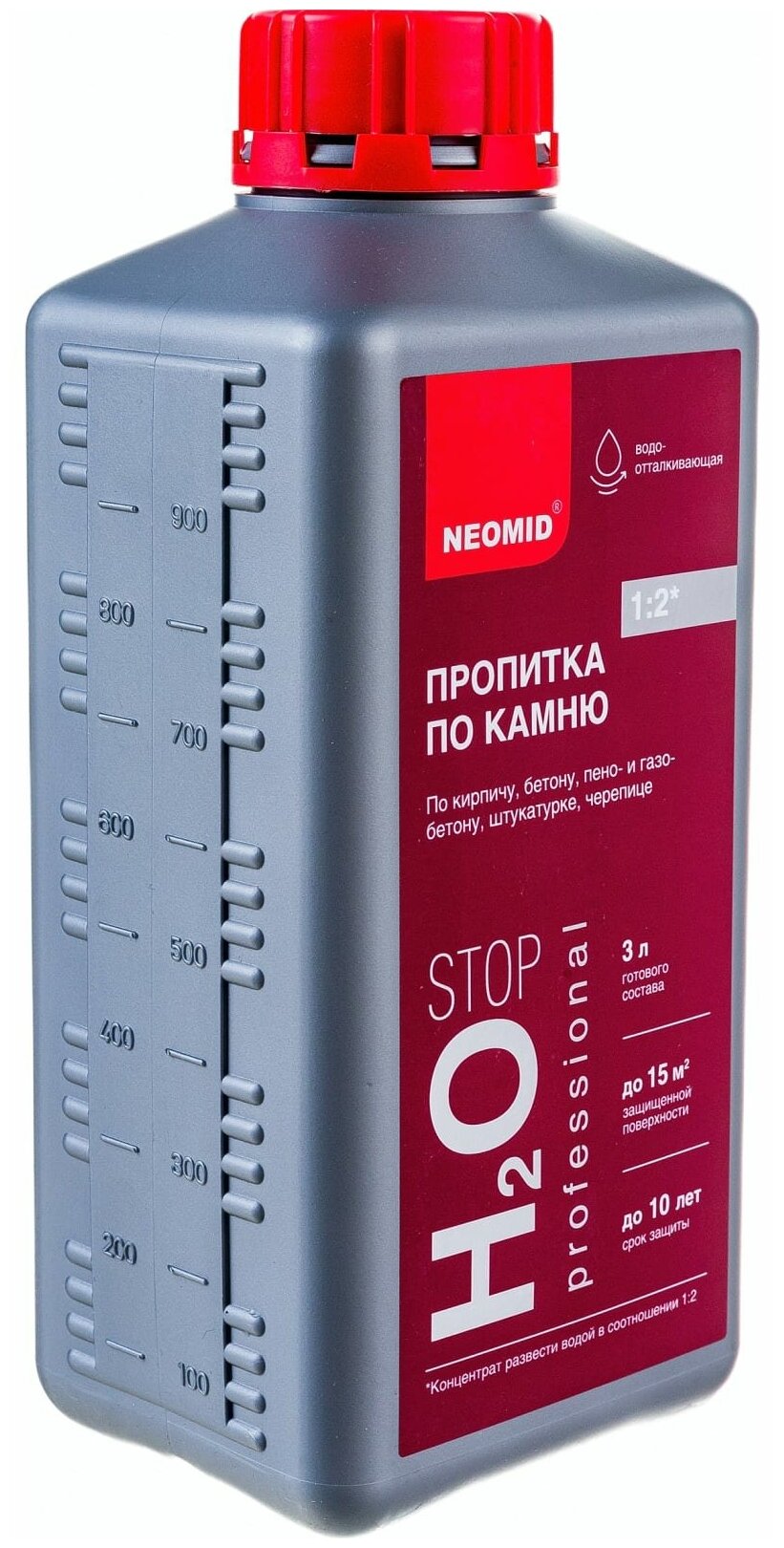 NEOMID пропитка PROTECT H2O STOP Professional гидрофобизатор-влагоизолятор, концентрат, 1.06 кг, 1 л, бесцветный