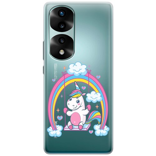 Силиконовый чехол с принтом Unicorn для Honor 70 Pro / Honor 70 Pro+ / Хонор 70 / 70 Про Плюс силиконовый чехол с принтом lady unicorn для honor 70 pro honor 70 pro хонор 70 70 про плюс