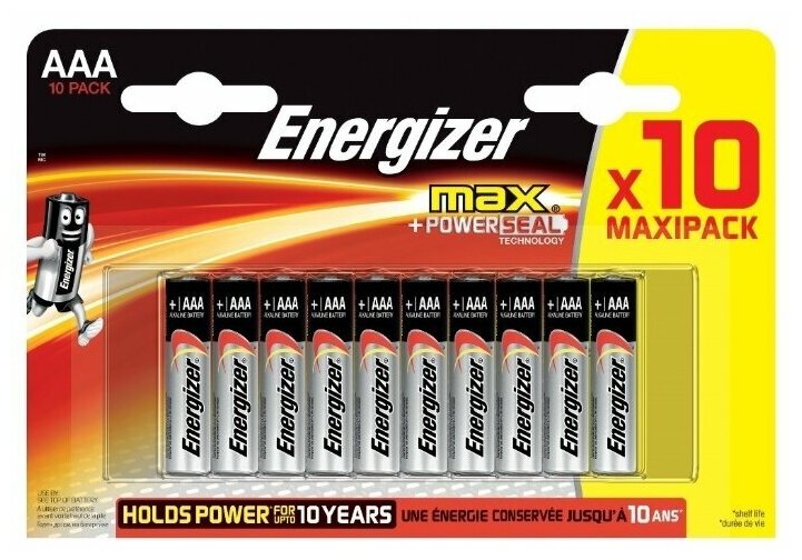 Элемент питания Energizer Max LR03 AAA бл 10