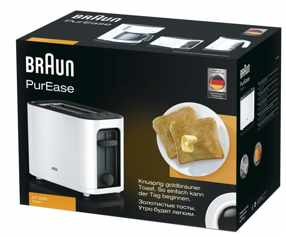 Тостер для хлеба Braun PurEase HT3000 белый 1000 Вт - фотография № 2