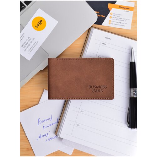 Футляр для карт, визитница на 36 визиток(18 карт) экокожа NUBUCK цвет коричневый ArtLez