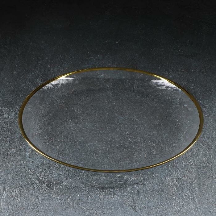 Sima-land Тарелка стеклянная обеденная «Руно», d=26,5 см, цвет каёмки золотой