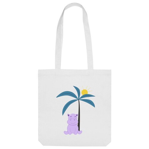Сумка шоппер Us Basic, белый сумка бегемот под пальмой ярко синий