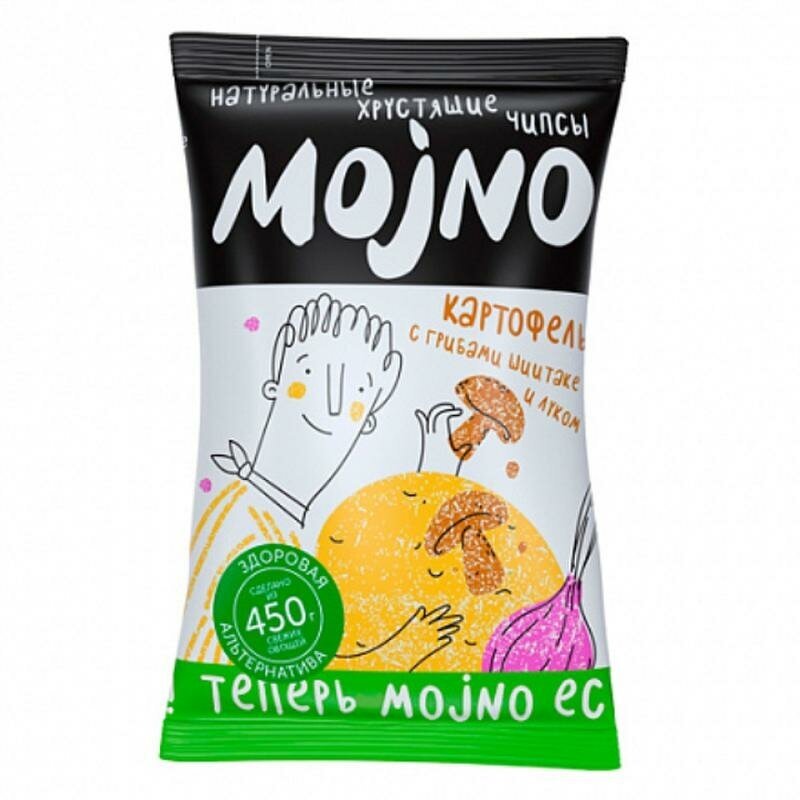 Натуральные хрустящие чипсы из картофеля с грибами шиитаке и луком MOJNO 75 г