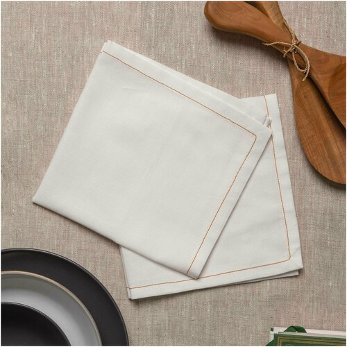 Набор сервировочный на стол 2 салфетки 44х44 см Декоративный текстиль для кухни Полулен Белое Золото Or Blanc 520₽