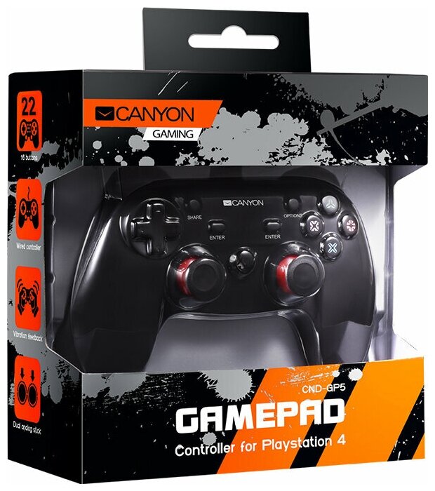 Проводной геймпад Canyon CND-GP5 + 2 мини-джойстика для PS4