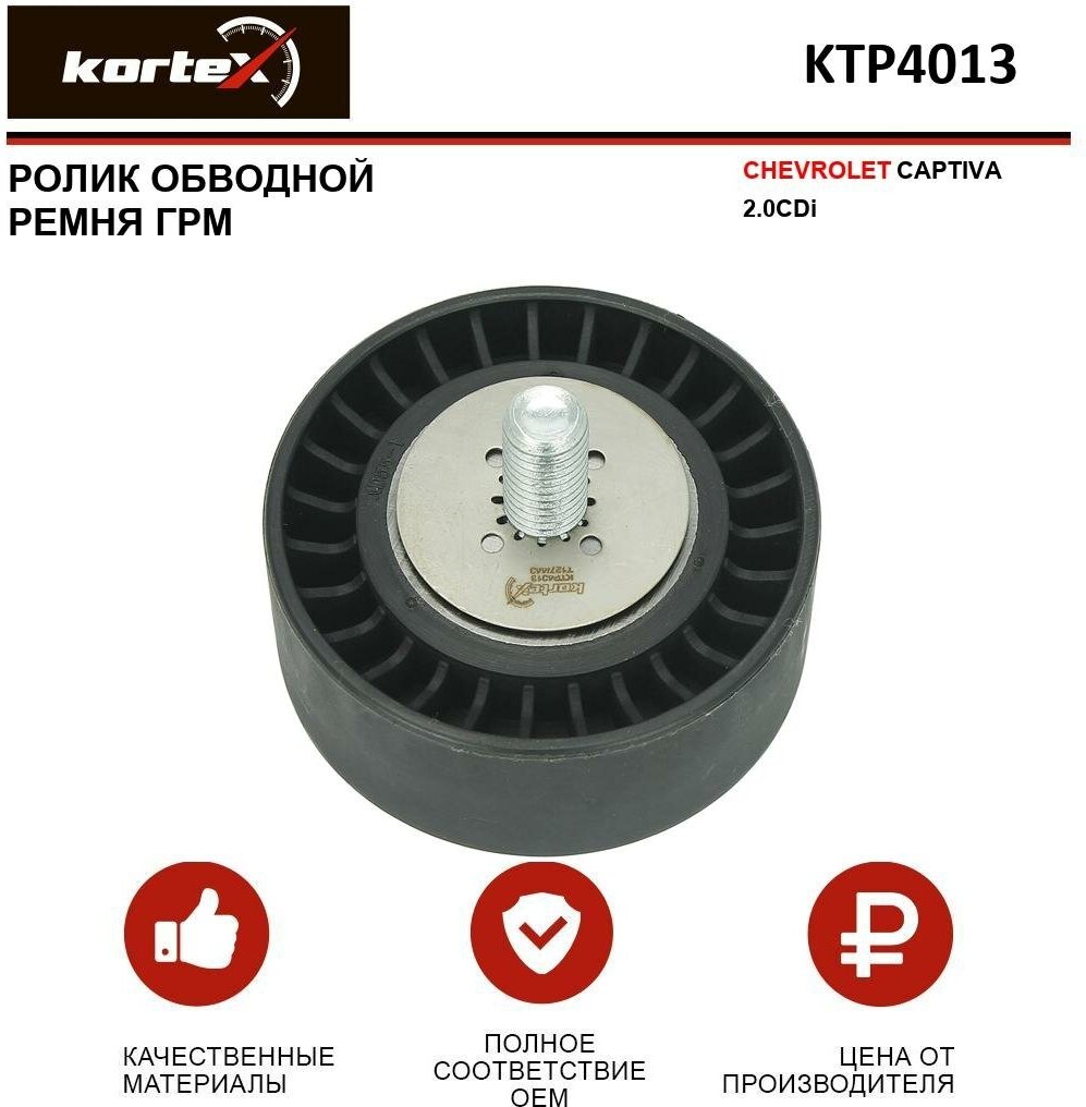 Ролик обводной ремня ГРМ Kortex для Chevrolet Captiva 2.0CDi OEM 4805176, 532054710, 96440326, KTP4013, T42304, VKM25701