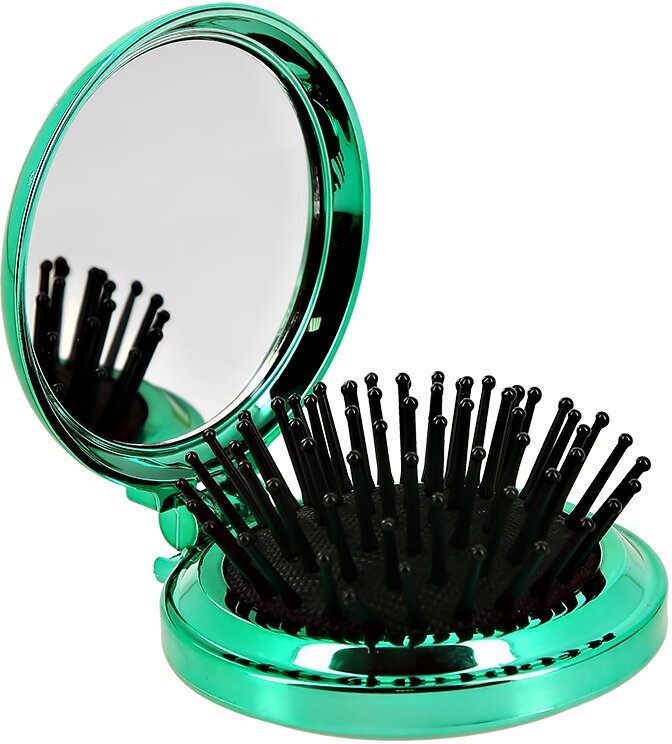 Расческа для волос с зеркалом LADY PINK зеленая