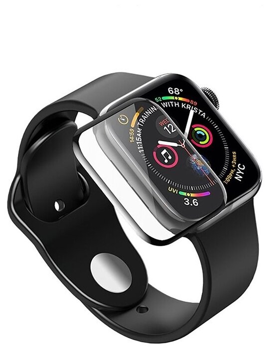 Противоударное стекло для Apple Watch 44 чёрное
