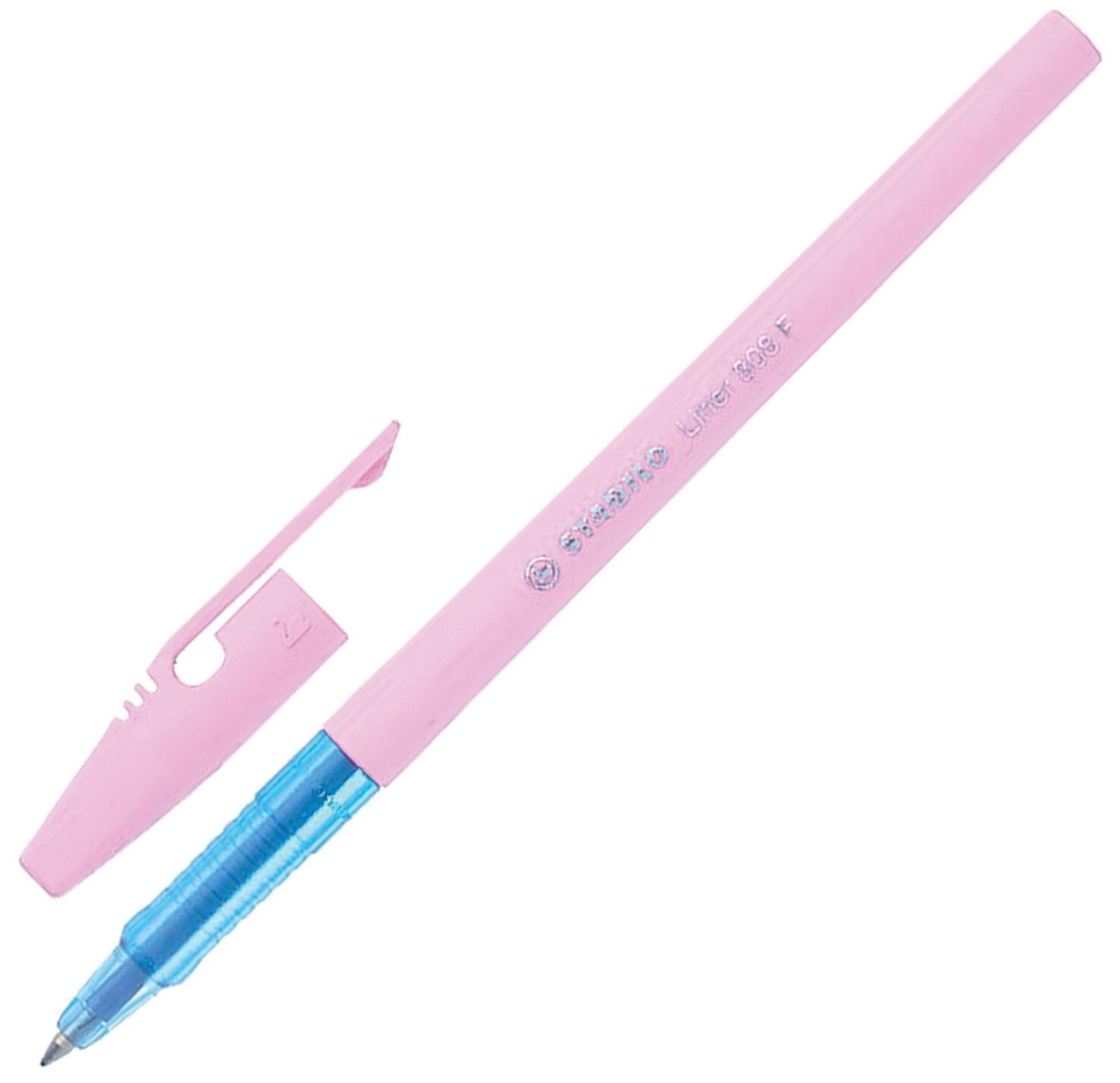 Ручка шариковая STABILO "Liner Pastel", синяя, корпус розовый, узел 0.7 мм, линия письма 0.3 мм, 808FP1041-4