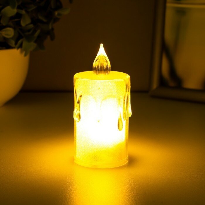 Ночник "Морозная свеча" LED от батареек 3хAG13 белый 3.5х3.5х8 см - фотография № 3