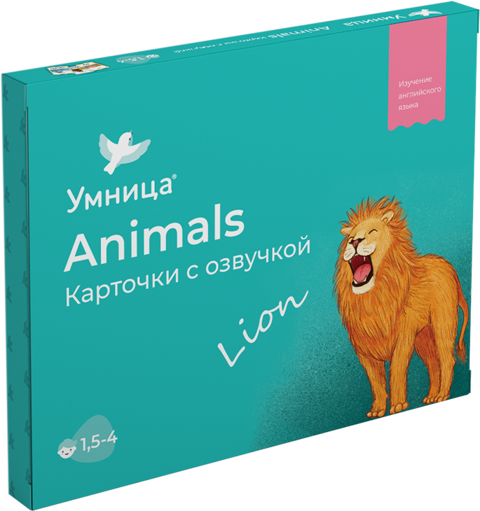 Дидактические карточки Умница Animals с озвучкой для обучения английскому языку
