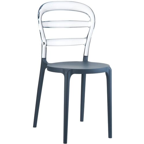 Стул пластиковый Siesta Contract Miss Bibi, темно-серый, прозрачный стул пластиковый reehouse miss bibi белый прозрачный