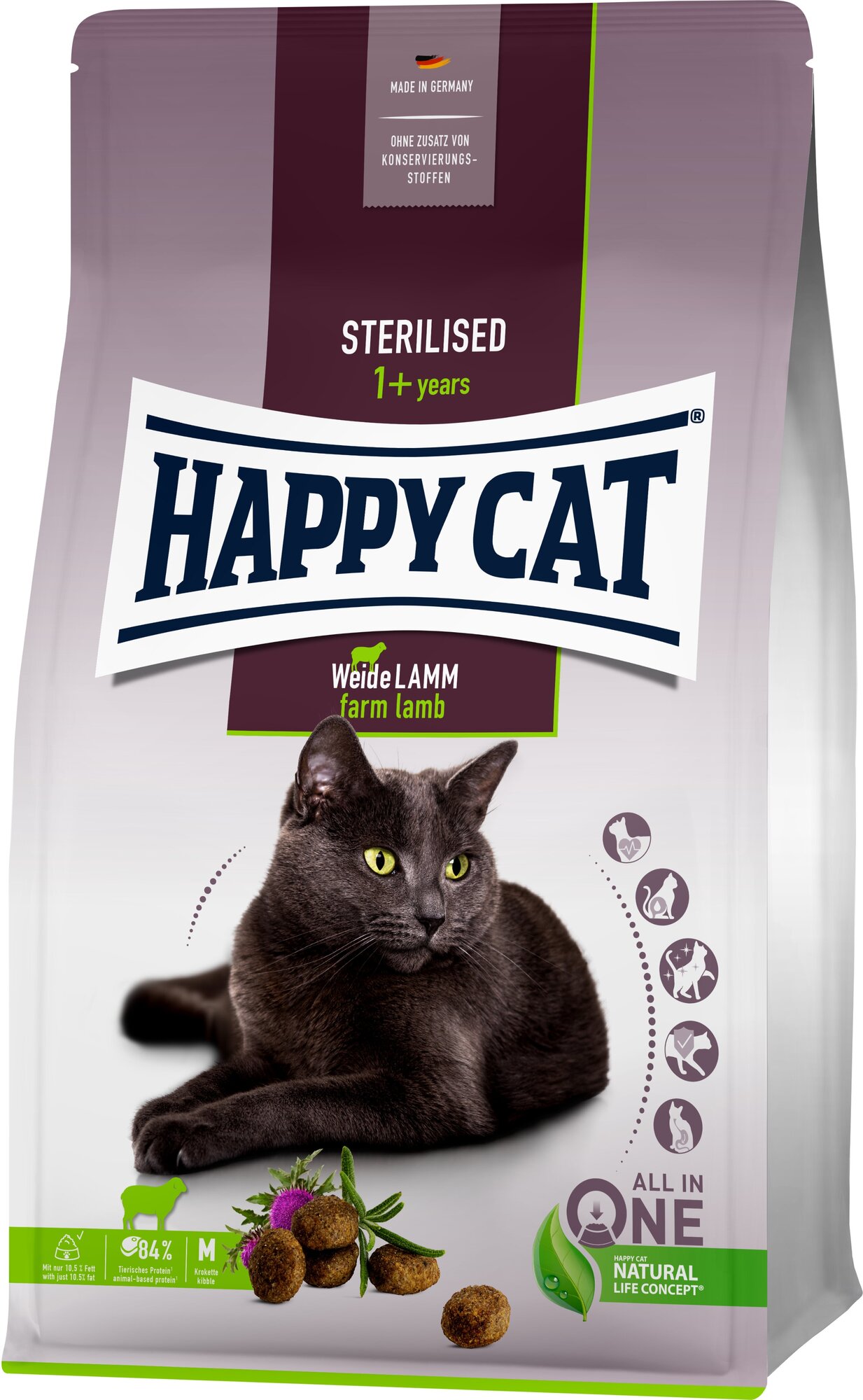 Happy cat Sterilised корм для взрослых кастрированных кошек и котов, с пастбищным ягненком - фотография № 8