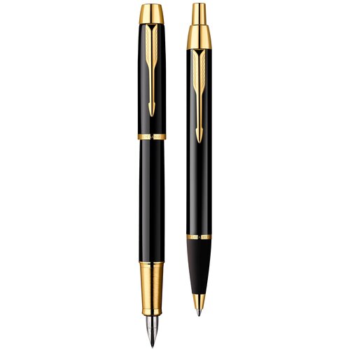 ручка шариковая parker im premium k323 black gt m PARKER набор шариковая и перьевая ручки IM Metal, M, 2093216, 2 шт.