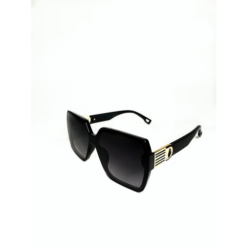 Солнцезащитные очки , квадратные, оправа: пластик, с защитой от УФ, для женщин, черный