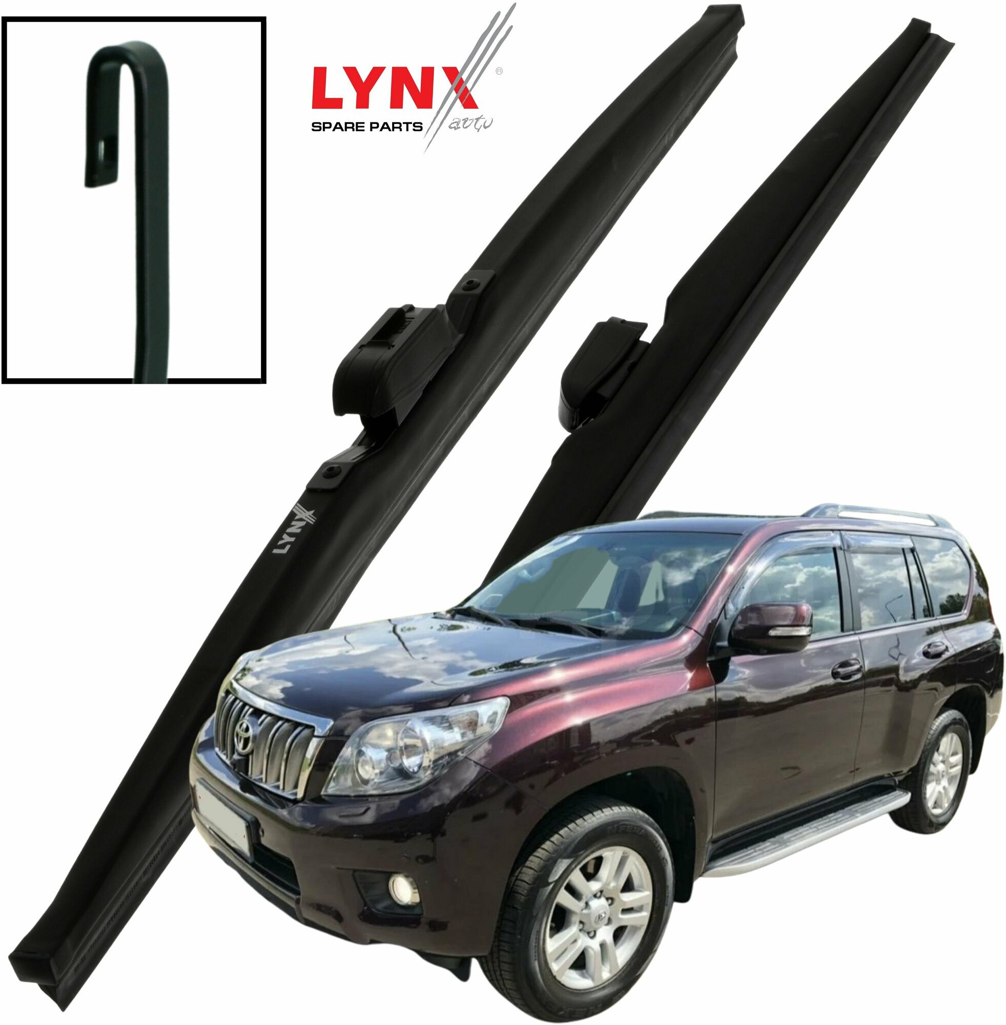 Дворники Toyota Land Cruiser Prado (4) J150 Тойота Ленд Крузер Прадо 2009 2010 2011 2012 2013 Щетки стеклоочистителя зимние 650мм-500мм к-т 2шт