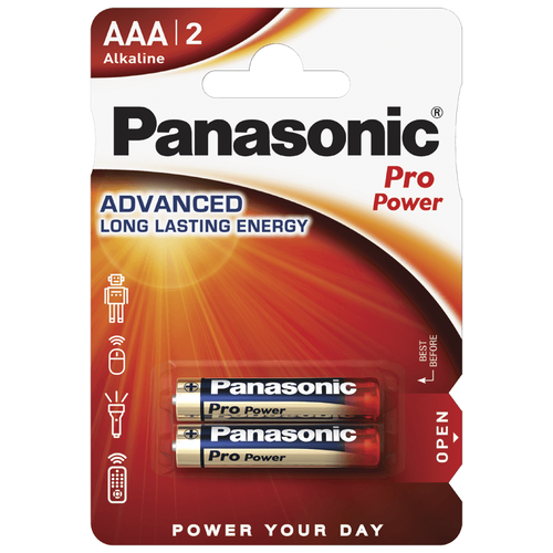 Батарейка Panasonic Pro Power AAA/LR03, в упаковке: 2 шт.