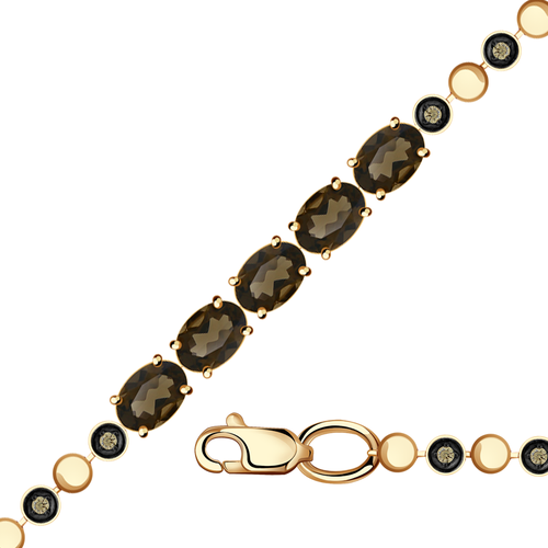золотой браслет с раухтопазом Браслет Diamant online, красное золото, 585 проба, раухтопаз, фианит, длина 18 см.