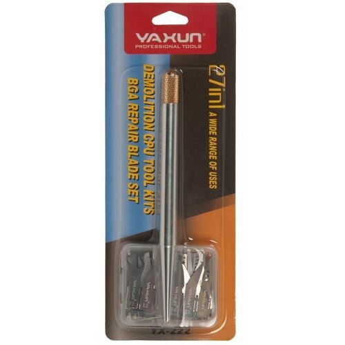 набор инструментов для снятия микросхем bga yaxun yx 222 Нож YaXun YX-222 с набором лезвий 27 шт. для демонтажа BGA микросхем