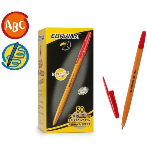 Ручка шариковая Corvina 51 Vintage красные чернила узел 10 мм желтый корпус 56680₽