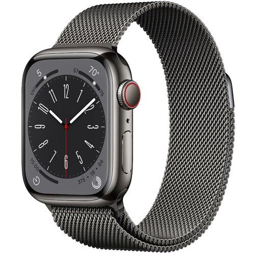 умные часы apple watch series 8 41mm m l mp6m3ll a silver Apple Watch Series 8 41mm Graphite Stainless Steel Case with Graphite Milanese Loop (GPS+Cellular), размер ремешка: S/M + M/L