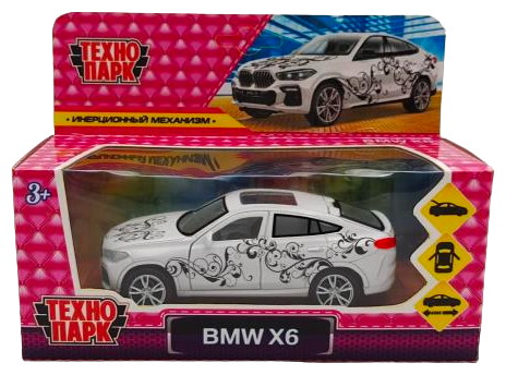 Машинка ТЕХНОПАРК BMW X6, 343263 1:32, 12 см, белый